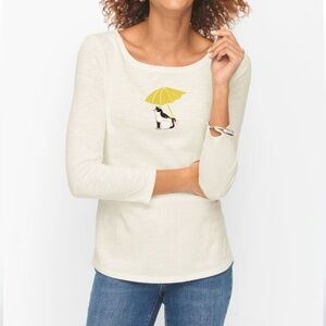 Talbots Womens Crewneck Shirt Cat with Umbrella Size 2X 100%‎ Cotton